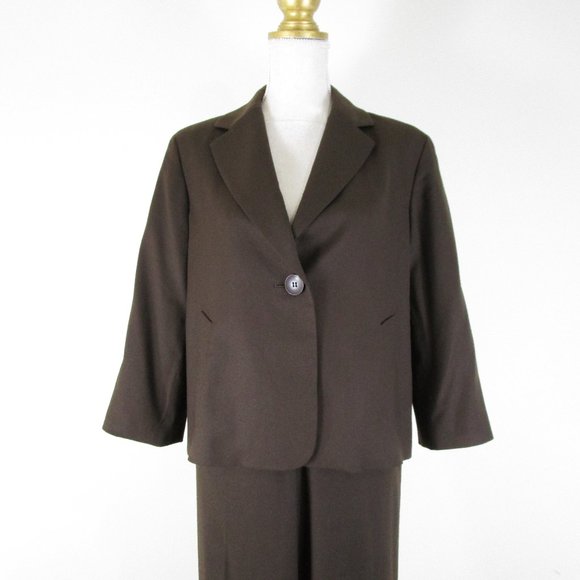 SOLDTalbots Solid Dark Brown Wool Pant Suit 10 Formal Career - Picture 2 of 11